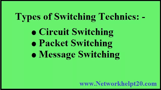 Types of Switching Techniques.
